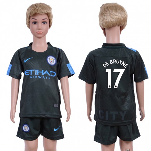 Manchester City #17 De Bruyne Sec Away Kid Soccer Club Jersey